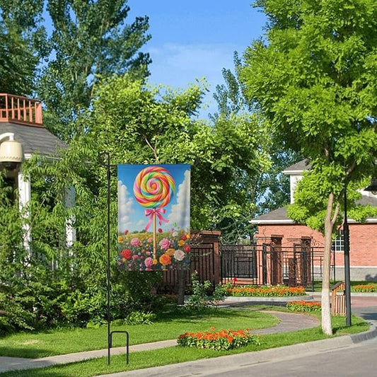 Colorful Lollipop Garden Garden Flag Double Sided Flags For Room Outside Yard Flag Outdoor Banner Wall Art Hanging 12.5"X18"