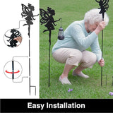 Solar Fairy Garden Lights Outdoor – Spring Decorations Yard Ornaments, Color-Changing LED Fairy Statue with Lantern, Solar Powered Garden Stakes for Patio, Lawn & Pathway Decor (Set of 2)