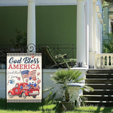 4th of July House Flags for Outdoor,Patriotic American Truck with Buffalo Plaid Yard Flags for Outside,Memorial Decorative Flag for 250th USA Anniversary Holiday Decoration 28x40 Inch Double Sided