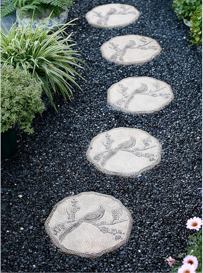 Garden Stepping Stones, Classical Chinese Flower Carving, Decorative Walkway Stepping Stones for Outdoor Garden Flowerbed & Lawn Yard Pathway (Color : A(6Pcs))