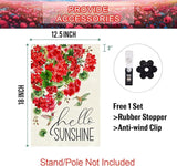 Baccessor Spring Garden Flag 12.5 x 18 Inch, Red Geranium Floral Double Sided Burlap Welcome Small Yard Flag Seasonal Holiday Lawn Proch Outdoor Outside Decor