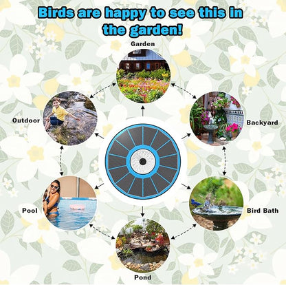 Yzert Solar Water Founatin White Flower Glass - No Battery, 3.5W Solar Fountain Pump for Bird Bath with 4 Fixed Rods&7 Nozzles, Bird Bath Fountains Solar Power for Garden, Outdoor, Pond,Pool