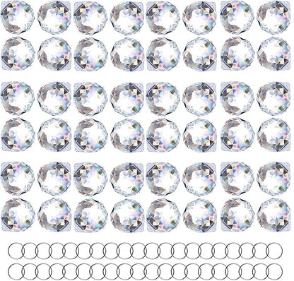 HDCRYSTALGIFTS 48pcs Clear Crystal Ball Prism 20mm Chandeliers Prism Sun Shine Catcher Rainbow Pendants Maker, Hanging Crystals Prisms for Windows Glass Ball Ornaments for Christmas Tree