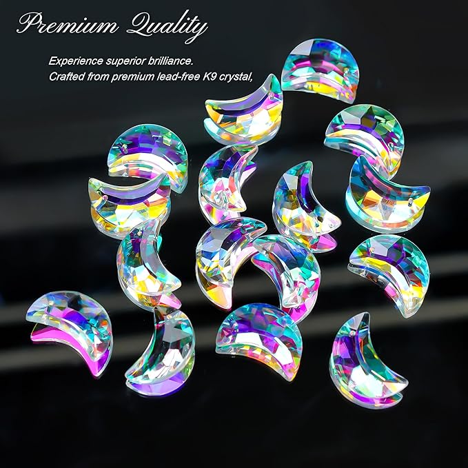 H&D HYALINE & DORA 12pcs 1.1"/30mm Crystal Suncatcher Prism Suncatchers for Windows Hanging AB Color Glass Moon Sun Catcher Pendants Rainbow Maker for Home Room Indoor Windows Decor