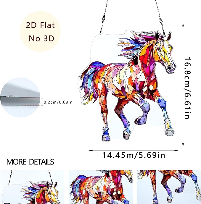 Horse Ornaments Colorful Window Hanging Decorations Home Wall Decor for Indoor Outdoor