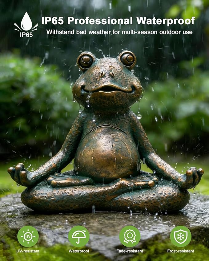 Nacome Meditating Frog Miniature Figurine,Zen Yoga Frog Garden Statue Ornament- Indoor/Outdoor Garden Sculpture for Fairy Garden,Home, Patio,Deck,Porch Yard Art Decoration,5 inch(Copper)Christmas Gift