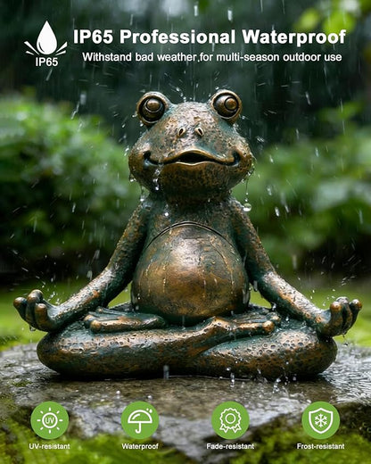 Nacome Meditating Frog Miniature Figurine,Zen Yoga Frog Garden Statue Ornament- Indoor/Outdoor Garden Sculpture for Fairy Garden,Home, Patio,Deck,Porch Yard Art Decoration,5 inch(Copper)Christmas Gift