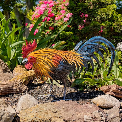 Zaer Ltd. 2.3 Ft. Tall Fancy Ornate Metal Rooster Statue Decorations (Maxwell)