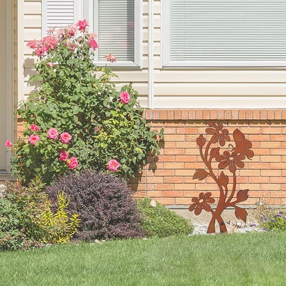 Metal Butterfly&Daisy Decorative Garden Stake, Swaying Flowers Decor for Outside, Yard Art Lawn Ornaments for Outdoor and Garden Gifts for Lawn, Pathway, Porch, Backyard Patio, Garden Decor（Rusty）