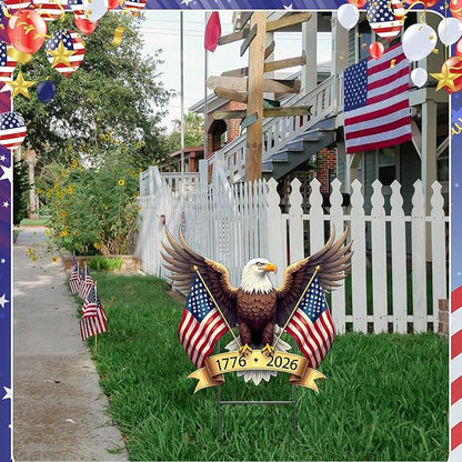 Amyhill 4th of July Outdoor Decor Patriotic Eagle Garden Metal Stakes 250th Anniversary America Welcome Yard Signs USA Decorations Garden Stake for Independence Memorial Day Patio Lawn Walkway Outside