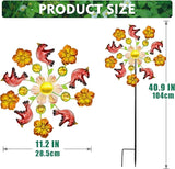 Solar Wind Spinners Outdoors for Yard and Garden - 40 Inch Metal Wind Sculpture, Outdoor Kinetic Windmill with Multi-Color Led Lights for Patio, Lawn & Garden Decoration (Magpie)