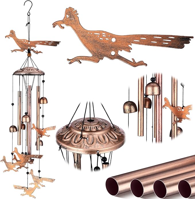 VioraWhite Roadrunner Wind Chimes Outdoor Decorations for Women Men Mom Wife Grandma Birthday Gifts Memorial Metal Wind Chimes for Outside Indoors, Lawn, Patio, Home, Porch, Yard, Garden Decor