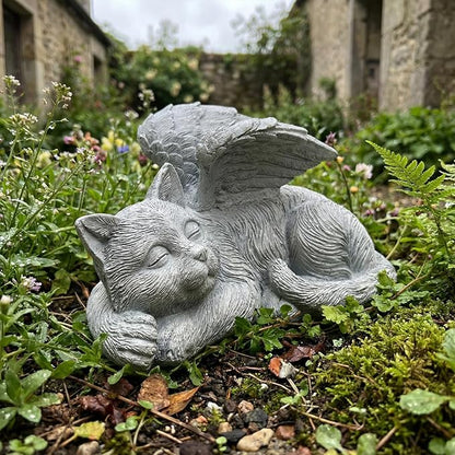 Elenon Cat Pet Memorial Stones Outdoor Statue, Angel Sleeping Cat Memorial Stones Garden Statue Decor, Pet Loss Sympathy Grave Gifts