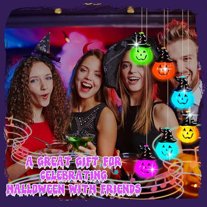 GlikCeil Halloween Solar Wind Chimes 27.5Inch Halloween Decorations Outside Waterproof Hanging LED for Yard, Porch, Patio, Party, Color Changing Eyeballs Ghost Lights (Pumpkin)