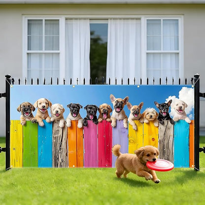 157.5x70.9in Large Garage Door Banner Cute Dog Garage Door Cover Outdoor Decorations with Grommets & Rope for House Exterior Party Driveway Decor