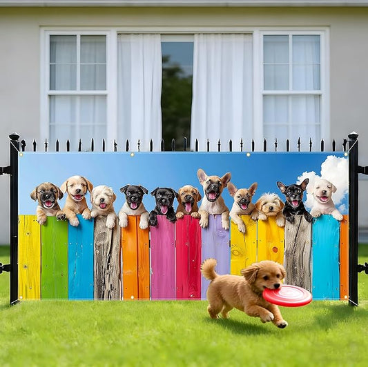 157.5x70.9in Large Garage Door Banner Cute Dog Garage Door Cover Outdoor Decorations with Grommets & Rope for House Exterior Party Driveway Decor