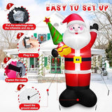 8 FT Tall Giant Santa Inflatable Christmas Decorations Outdoor Tree Blowups, Funny Cute Xmas Blow Up Yard Decoration Build-in LED Lights & Tethers Stakes Winter Holiday Indoor Party Garden Lawn Decor