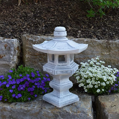 Garden Concrete Pagoda Oriental Latern Figurine Japanese Stone Pagoda Zen Garden Decoration Asian Outdoor Decor Gray