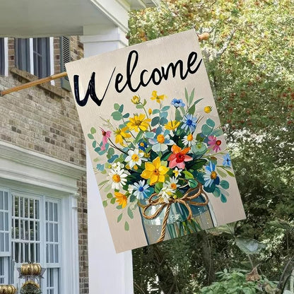 BlissYard Spring Garden Flag Double Sided 12x18 Inch Flowers Glass Barrel Seasonal Welcome Small Flags For Outside Outdoor Decor Yard Farmhouse Holiday Spring Summer Decorations Yard Flags