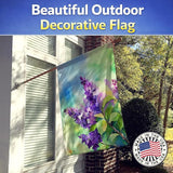 Caroline's Treasures New Hampshire Purple Lilac in Watercolor House Flag Large Porch Sleeve Pole Decorative Outside Yard Banner Artwork Wall Hanging, Polyester, House Size, Multicolor
