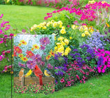Spring Cardinal Garden Flag Floral 12x18 Double Sided, Birds Flower Small Burlap Yard House Seasonal Outside Outdoor Decoration
