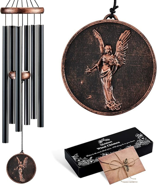 Wind Chimes for Outside, Vintage Angel Deep Tone Wind Chime Outdoor Clearance, Memorial/Festivals/Birthday Gift for Mom Dad Women Grandma, Home Garden Patio Decor (32" Angel)
