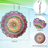 Goolyrusim Wind Spinner Mandala Blossom 3D Kinetic Wind Spinners Outdoor Laser Cut Stainless Steel Metal Art Hanging Wind Sculpture Mandala Garden Decoration Yard Art Decor Ornament Housewarming GIF