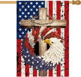 AVOIN colorlife Patriotic Stars and Stripes Eagle Wreath House Flag 28x40 Inch Double Sided Outside, USA 4th of July Memorial Day Independence Day Watercolor Yard Outdoor Decoration