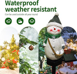 QH & Garden Resin Snowman Solar Lights Outdoor Waterproof - Christmas Garden Stake Lights for Outdoor Christmas Decorations, Snowman Stake Landscape Lamp for Patio Yard