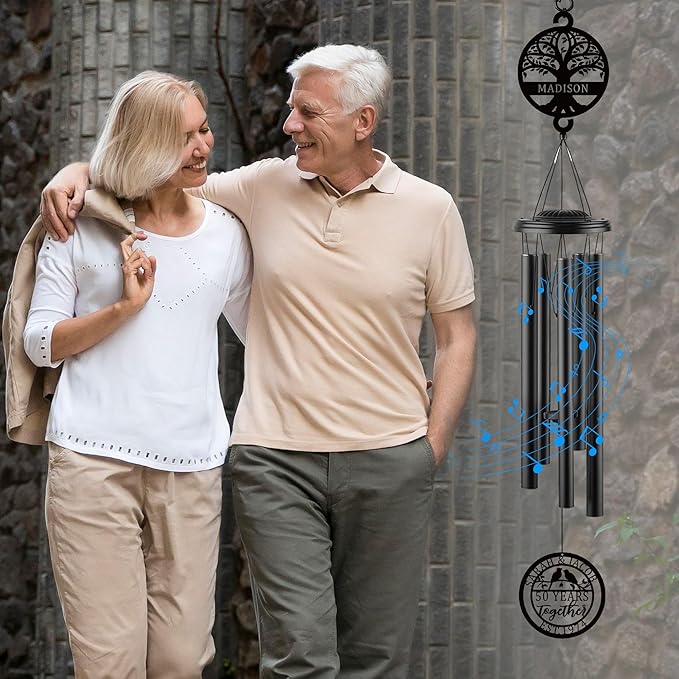 Personalized Anniversary Wind Chime – Custom Wedding Gift for Couple, Parents, Him or Her, Unique Wind Chime Gift for 10th, 20th, 25th, 50th & Any Year Anniversary