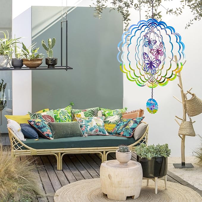 Butterfly Wind Spinners, Outdoor Garden Decor, Wind Chimes for Outside, Wind Spinner Outdoor Colorful Butterfly Mother's Day Decor, Ornaments Kinetic Yard Art, Mother's Day Decorations