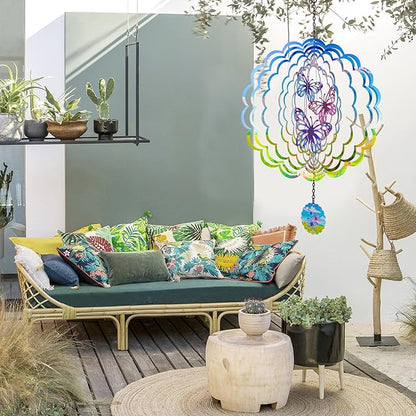 Butterfly Wind Spinners, Outdoor Garden Decor, Wind Chimes for Outside, Wind Spinner Outdoor Colorful Butterfly Mother's Day Decor, Ornaments Kinetic Yard Art, Mother's Day Decorations