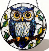 Owl Stained Glass Window Hanging Sun Catcher - Handmade Glass Window/Home Decor,Owl Gifts for Women Sun Catchers Hangings Birds Suncatcher Decor for Birthday for Women Men