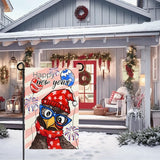 Happy New Year Chicken Garden Flag Funny Rooster with Glasses Balloons & Fireworks Yard Flags Holiday Cute Cock House Banners Decoration for Outdoor Lawn or Porch 12x18 Inch