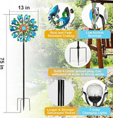 MLKNK Wind Spinners for Yard and Garden - Wind Sculptures & Spinners, 75 Inch, Navy Blue, Kinetic Art with Solar Powered Multi-Color Glass Ball Light