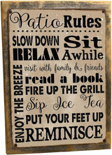 Homebody Accents Patio Rules Sign - Rustic Steel Porch Wall Decor, Outdoor Sign for Back Patio, Deck and Screened Porch, Positive Thinking Home Gift, Made in USA - 13"x17" Framed