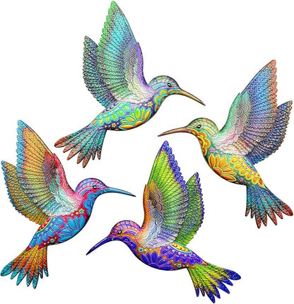 UXZCVIO Metal Cover 4 Hummingbird Garden Art Decoration, Home Garden Courtyard Outdoor Wall Decoration Sculpture