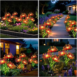Solar Garden Flower Lights Outdoor,4 Pack Orange Spider Lily Lights with Glowing Stems,Waterproof Fall Decor Solar Yard Decor for Patio Lawn Pathway,Thanksgiving Garden Gifts for Women Mom Grandma