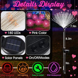 Tujoe 6 Pack Pink Solar Firework Lights 180 LED 8 Lighting Modes Waterproof Outdoor Decorative Solar Lights for Wedding Valentine Birthday Garden Patio Yard Pathway Walkway Lawn Decor