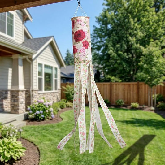 Madrona Brands Rose Garden Flower Spring Windsock for Outside 48 Inch | Durable Outdoor Decorative Hanging Wind Sock Flag | Yard, Patio, Garden