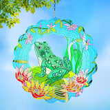 Frog Wind Spinners Outdoor Hanging 3D Frogs Wind Sculpture Outdoor for Silhouette Decoration Gifts,12 Inch Stainless Steel Wind Spinner for Yard, Porch,Balcony,Home,Patio,Spring Garden Decor