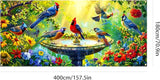 Garage door banner 157.5x70.9 inches large garage door cover outdoor spring garden decoration with bird pattern, garage door decoration with eyelets and rope, suitable for house exterior walls.