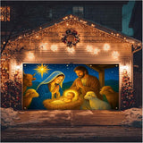 HOMETITUTE Christmas Garage Door Banner 13x6ft Nativity Scene Holy Family Star Backdrop Banners for Outside Indoor Winter Door Cover Garage Wall Covering for Party Garage Decorations