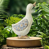 Artpaul Vintage Duck Statue for Garden - Handcrafted Duck Yard Decor with Floral Wing Patterns, Realistic Duck Gifts for Outdoor Lawn Ornaments, Patio & Home Decor
