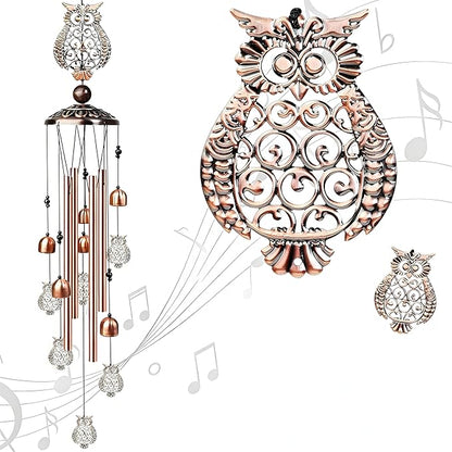 Owl Wind Chimes for Outside, Decorative Wind Chimes Owl Gifts for Women/Men, Memorial/Birthday Gifts, Garden Decor for Outside, Patio or Yard, Durable Chimes for Outdoors