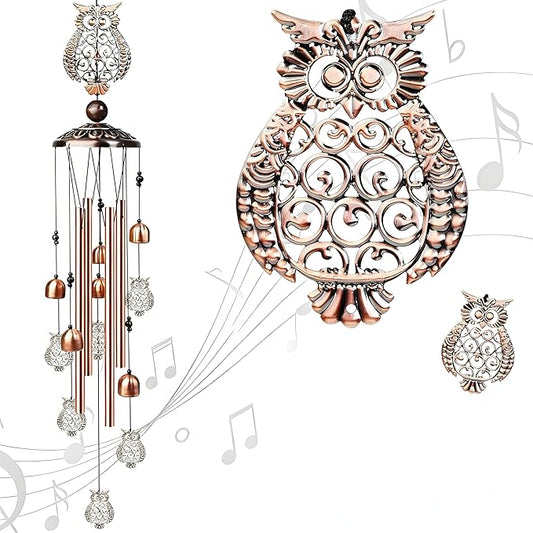 Owl Wind Chimes for Outside, Decorative Wind Chimes Owl Gifts for Women/Men, Memorial/Birthday Gifts, Garden Decor for Outside, Patio or Yard, Durable Chimes for Outdoors