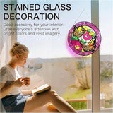 Hanway Suncatcher in Colorful Stained Glass 12" Dia - Genuine Brightly Colored Glass, Protective Metal Edge, Ready to Use Hanging Chain, for Window, Garden (Butterfly 2)