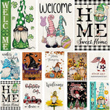 Gnome Garden Flags 12x18 Double Sided, Set of 12 Yard Flag for Outside Seasonal Garden Flag Outdoor Holiday Farmhouse Decorations Flags for All Seasons (Gnome)