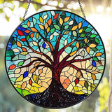 Tree of Life Sun Catcher Stained Glass Window Hanging for Women Home Decor Tree of Life Handmade Sun Catcher Decoration for Garden Home Housewarming Gifts, 7.87inch