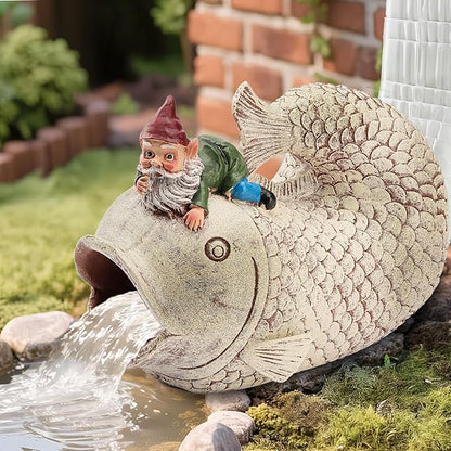 Teaeeno Fish Gutter Downspout Extension Decor,3''x4'' Downspout Extender Diverter Splash Block Sculpture Outdoor Decor,Animal Resin Statue Ornaments,for Garden,Lawn,Yard,Rain Downspout Diverter